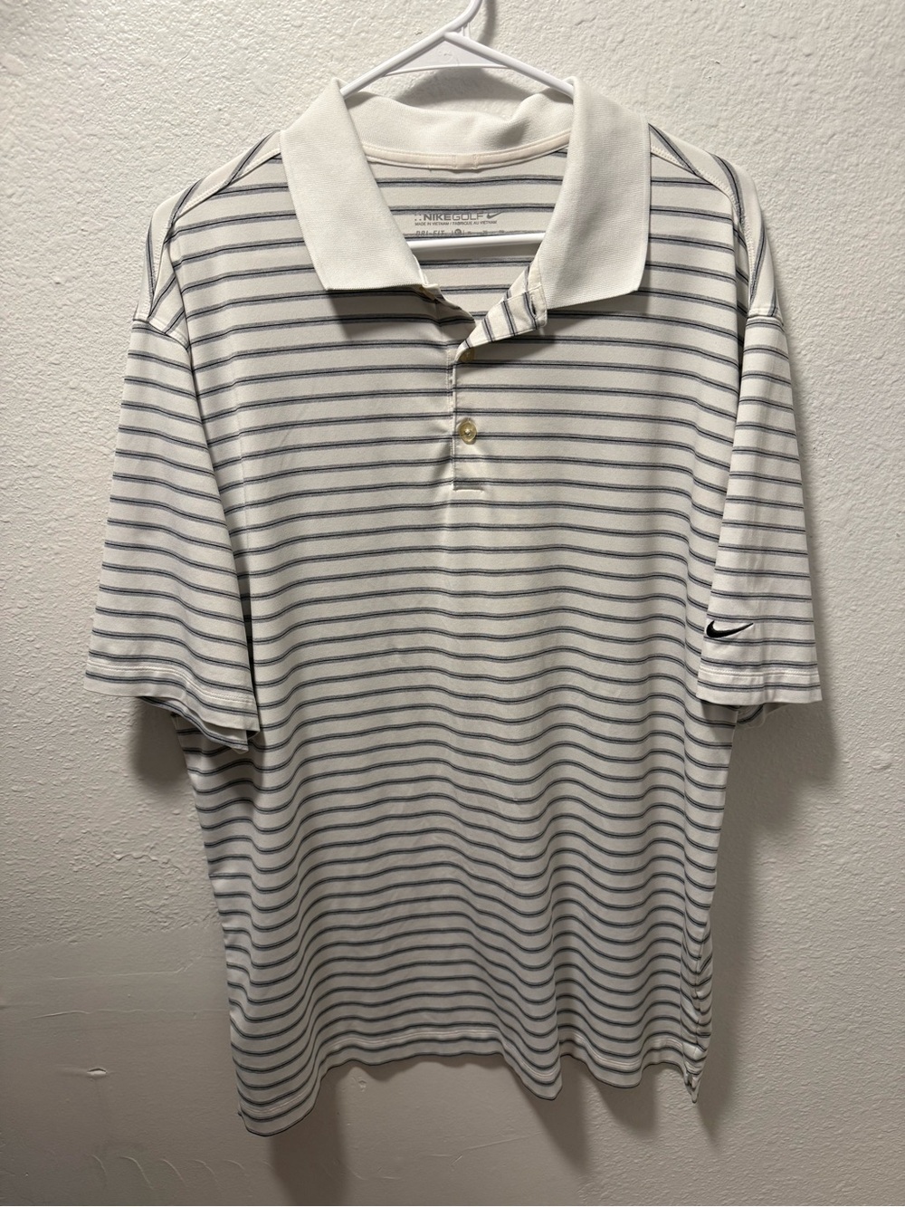 Nike Golf Men’s White With Gray Stripes Performance Polo Shirt Size XL